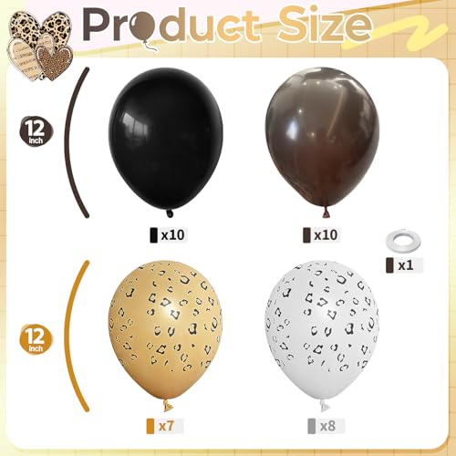 Image of Cheetah Print Balloons, Black Dark Chocolate Tan Brown White Beige Leopard Latex Balloons, Jungle Animal Balloon Cheetah Decorations for Birthday Party Bachelorette Wild One Safari Bridal Shower Decor