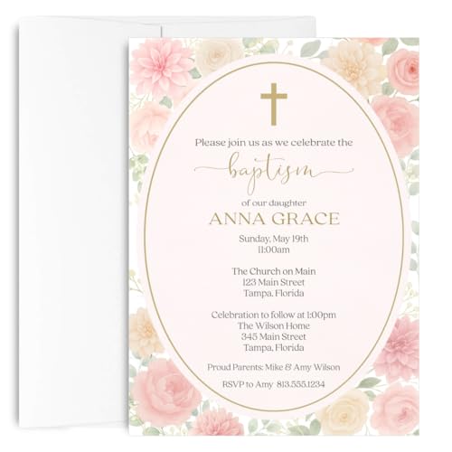 Baptism Invitations, First Communion Confirmation Invite | Set of 12