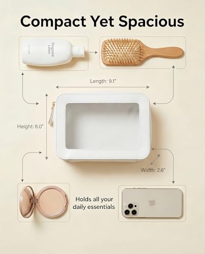 Image of LETGO Clear Makeup Bags, TSA Approved Toiletry Bag with Zipper, Clear Makeup Organizer Fit Carry-on Travel Essentials,Clear Cosmetic Bags for Women Men (C-Beige)
