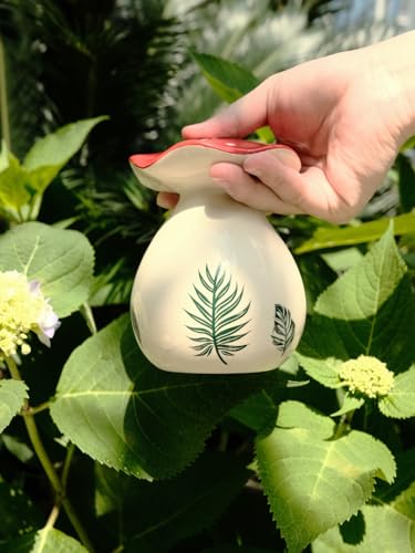 Cute Thumb Watering Can ASMR, Handmade Ceramic Watering Bell Thumb Pot, Cottagecore Decor Aesthetic Mushroom Merchandise, Mushroom Decor Plant House Warming Gifts