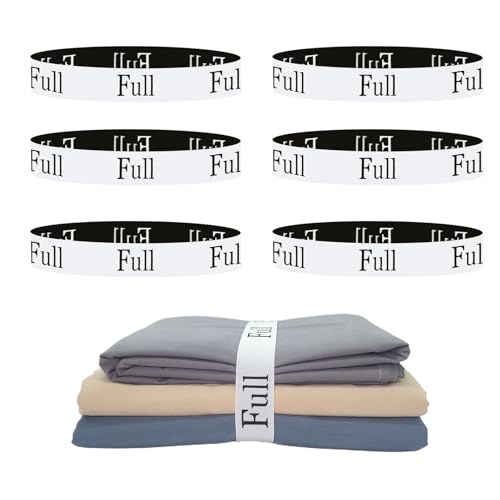 Yermivie 6 Pieces Bed Sheet Organizer Bands, Sheet Organizers and Storage Label Bands, Sheet Label for Bedding, Sheets Organizer for Closet,Sheet Keepers Linen Labels Bedding Bands (Full)