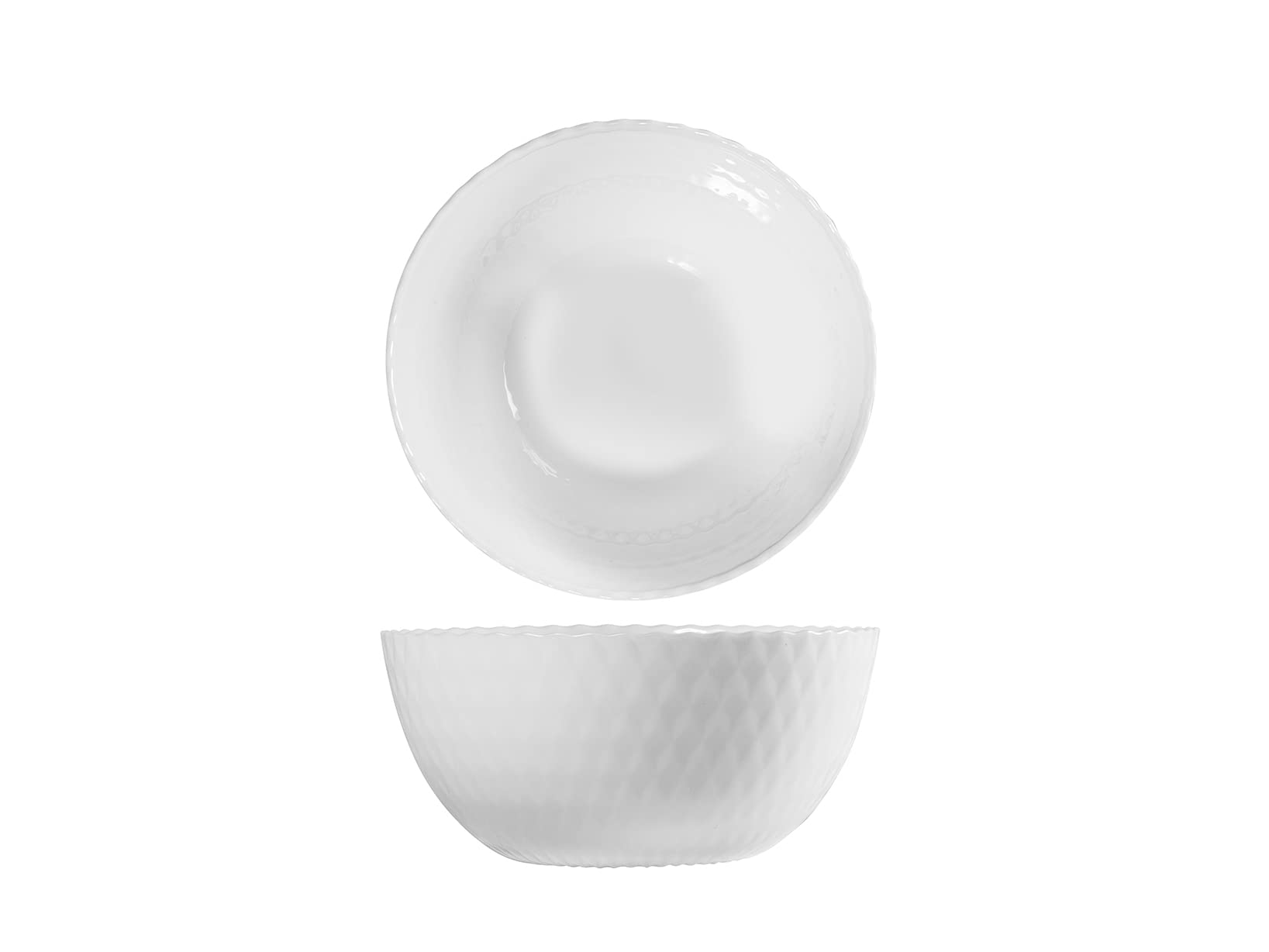 HOME Arc Pampille Set of 6 White Opal Cups, 13 cm, Diamond Effect