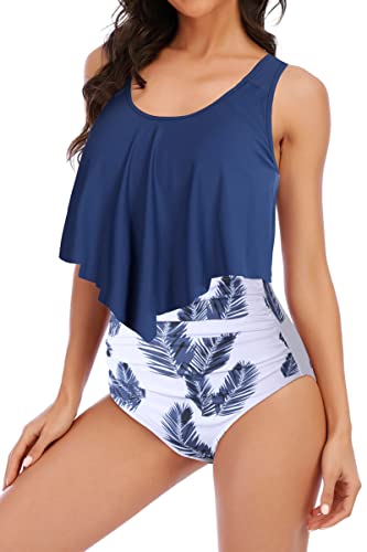 Image of Women High Waisted Bikini Swimsuit Flounce Vintage 2 Piece Bathing Suits