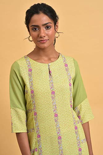 Image of W for Woman Women's Polyester Straight Fit Fiber Floral Printed Straight Summer Kurta