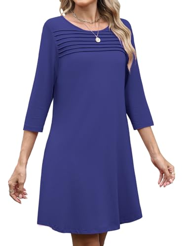 Lylinan Womes 3/4 Sleeve Dresses for Women Elegant Classy Mini Dress Pleated A-Line Dress with Pockets S-XXL3