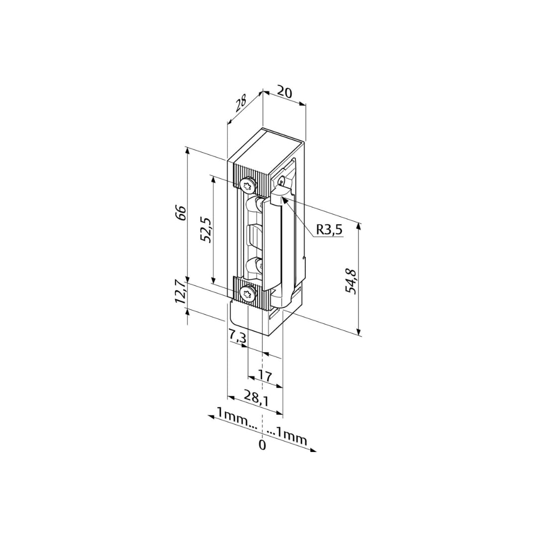 ASSA ABLOY 332®.218 RR AK RR PROFIX®1 O.STULP, Fluchttüröffner 332.218-E91, Ohne Schließblech, 12 V DC, DL/DR und horizontale universelle Einbaulage, Radiusfalle