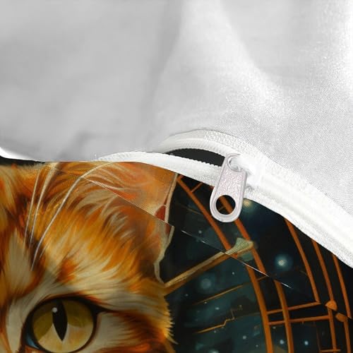 Housse de couette chat en microfibre anti-plis avec zip