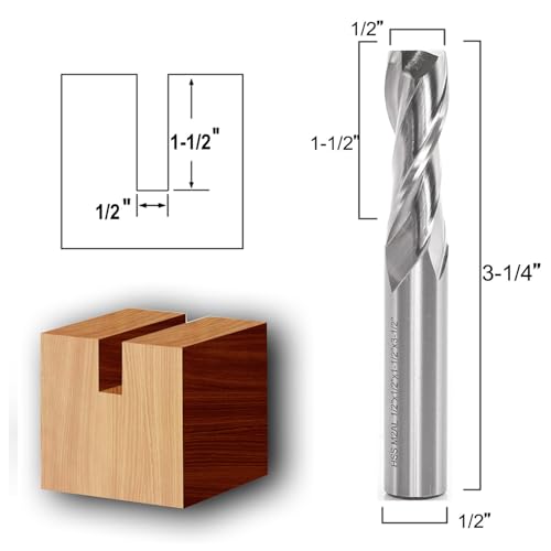 Sinoprotools Up-Cut Spiral Router Bit 1/2-Inch Shank, M2 High Speed Steel HSS CNC Spiral Router Bits, 1/2" Cut Dia - Image 2