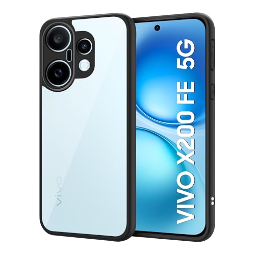 Image of CEDO Backcover for Vivo X200 Fe (5G) | Camera Protection Bump Shockproof Edge | Ultra Hybrid Transparent Acrylic Clear TPU+PC Hard Backcase Cover (Black)