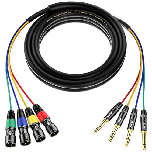 EBXYA 4 Channel XLR Male to 1/4 Inch TRS Snake Cables,Recording Snake Cable