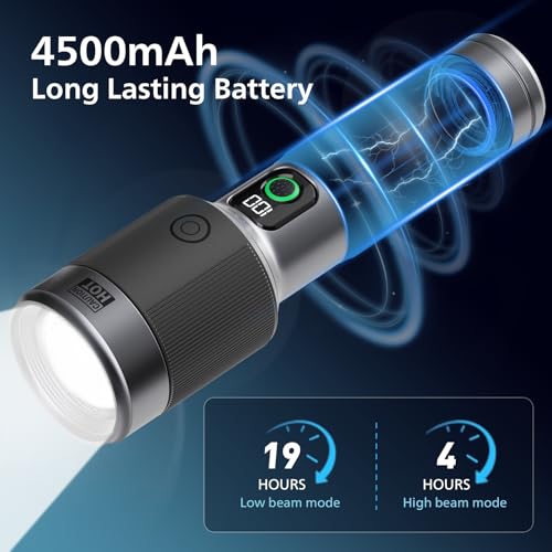 Image of PHILIPS Emergency Light Rechargeable, 60W Handheld Torch Light, 2300 Lumens Super Bright Emergency Lantern, 4500mAh Battery, 850M Coverage, Telescopic Zoom, Aircraft Aluminum Body, Flashlight