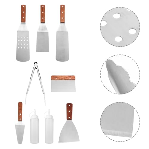 Ustensiles barbecue acier inoxydable amovibles pour camping et pique-nique