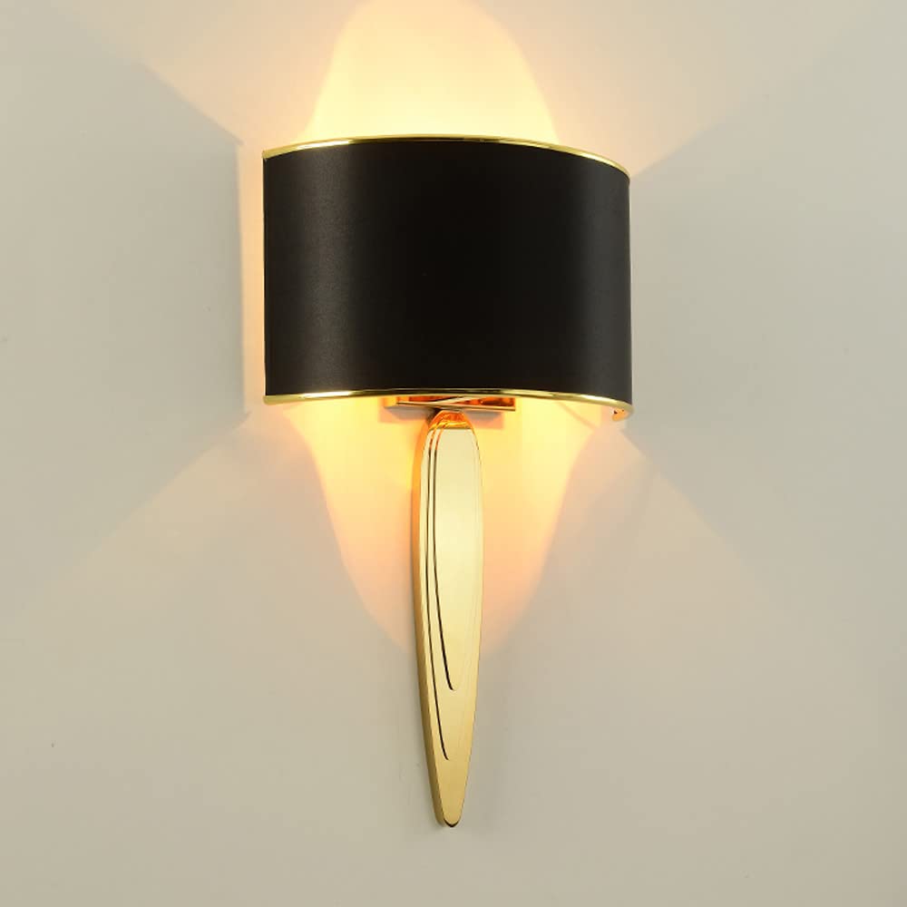 Jadssox Modern Wall Sconce Lighting Fixture Black Fabric Wall Lamp Shade Stainless Steel Wall Sconces, Living Room Wall Mount Light Bedroom Bedside Hallway Hotel Wall Lamps