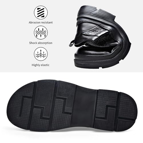 Men's Printed Leather Platform Oxfords Classic Lace Up Round Toe Comfortable Non-Slip Height Increasing Shoes Business Work Wedding Party Dress Shoes4