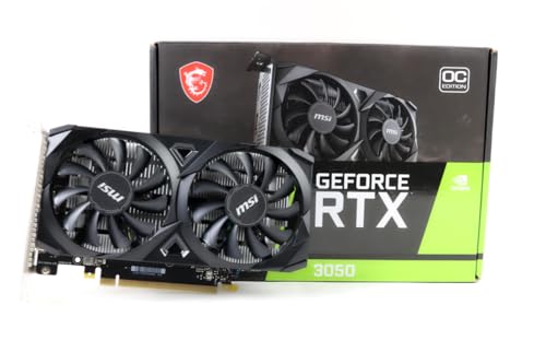 MSI Gaming RTX 3050 Ventus 2X 6G OC Graphics Card (NVIDIA RTX 3050, 96-Bit, Boost Clock: 1492 MHz, 6GB GDDR6 14 Gbps, HDMI/DP, Ampere Architecture) (Renewed)