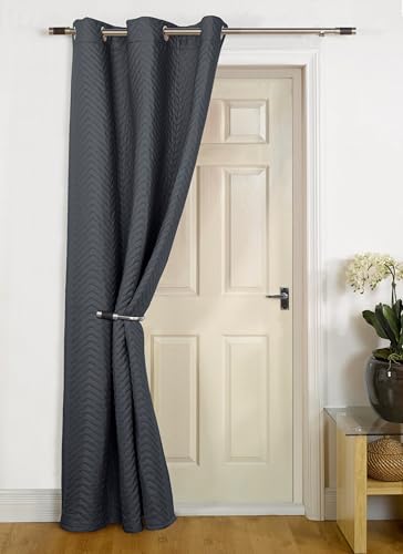 umlout Ontario Charcoal Thermal Winter Quilted Door Curtain- Saves Energy, Reduce Draughts, Lower Bills