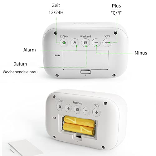 DOOMAY Digital Wecker Nachttisch - Batteriebetriebene Uhr mit LCD-Display-Volumen einstellbar Snooze und Wochenendmodus für Schlafzimmer Schreibtisch Reisen