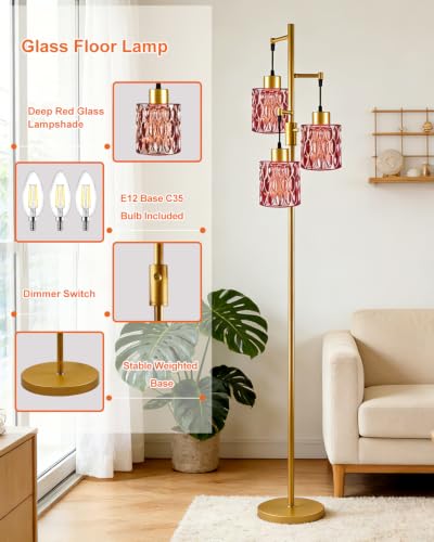 Image of Lightdot Globe Floor Lamp with LED Bulbs Included, Dimmable Floor Lamps,Unique Modern Standing Tall Lamp for Bedroom Living Room /Sofa Beside /Corner Decor-Gold