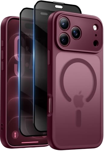 Qasyfanc für iPhone 18 Pro Max Hülle Sichtschutz Schutzfolie, Burgunder – Ansicht 1