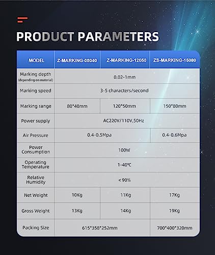 Image of US Stock 100W Portable Pneumatic Engraver Dot Peen Marking Machine 120X50mm(4.7X2inch) Engraving Area