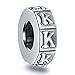 Buchstabe K Abstandshalter Charms, Initial K Alphabet Gummi Stopper Perlen im Retro 925 Sterling Silber, passt Pandora Frauen Armband, personalisiertes Geschenk für Kinder/Thanksgiving Tag
