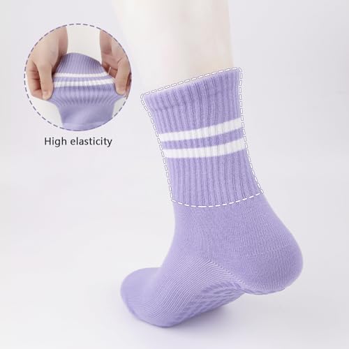 Image of Womens 4Pcs Pilates Grip Socks Non Slip Yoga Socks with Grips Barre Hospital Athletic Socks for Women