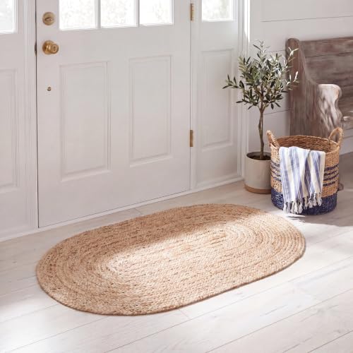 SAFAVIEH Area Rug 4x6 Oval - Cape Cod Collection - Natural Brown, Handmade Braided Flat Weave Jute (CAP252A)