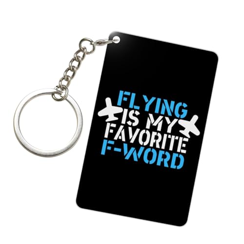 YOMCONECT Flying is My Second Favorite F Word Fashionable Acrylic Keychain 2x3 In Trendy Key Accessories Style Enthusiasts