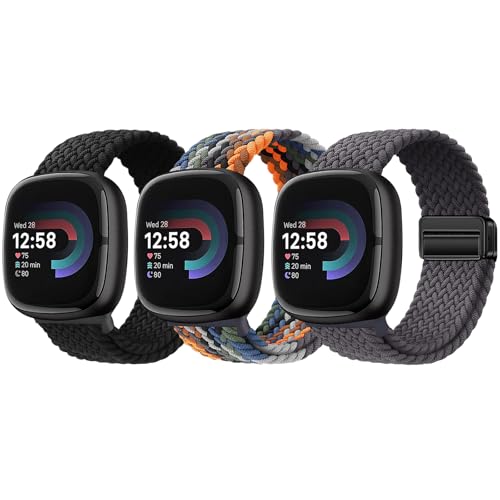 Bracelet tressé pour Fitbit Sense 2 en nylon élastique avec fermeture magnétique