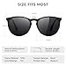 SUNGAIT Premium Vintage Round Sunglasses for Women Men Classic Retro Trendy Style (Black Frame(Matte Finish)/Polarized Grey Lens) 1567 PGHKH