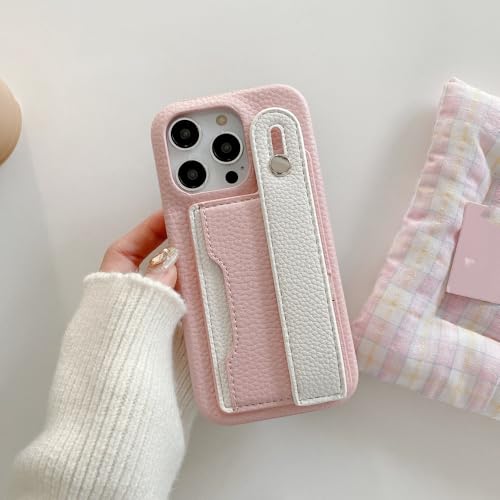 Étui en cuir avec porte-cartes iPhone 12 et 11 rose antichoc et pratique