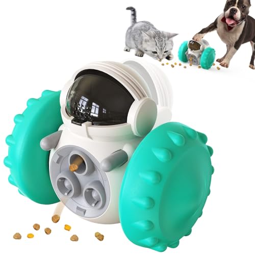 Interactive Food Toy for Dogs & Cats | Pet Food Dispenser Tumbler | Slow Feeder & Dispensing Puzzle Toy | Robot Shape Dog Enrichment Toy (Blue)