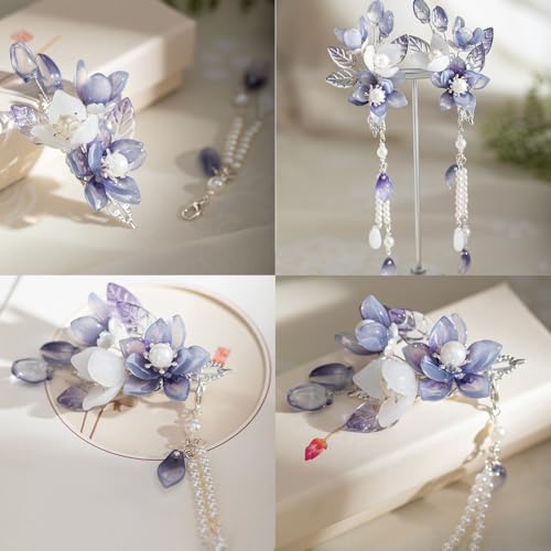 Pinzas para cabello diseño floral con cristales y perlas miniatura 3