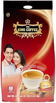 King Coffee Premium Instant Coffee - 3 in 1 Vietnamese Coffee Blend w/Creamer & Sugar - 88 Single Serve Instant Coffee Packets (1 Bag - 88 Sticks)
