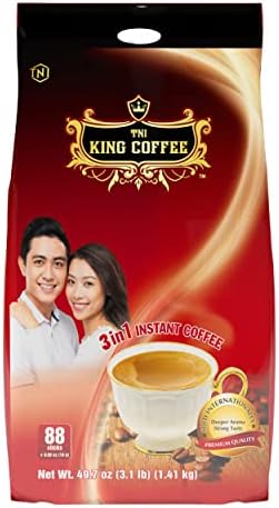 King Coffee Premium Instant Coffee - 3 in 1 Vietnamese Coffee Blend w/ Creamer & Sugar - 88 Single Serve Instant Coffee Packets (1 Bag - 88 Sticks)