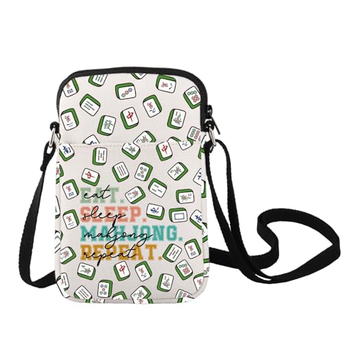 LEVLO Mahjong Crossbody Bag Mahjong Inspired Gift Eat Sleep Mahjong Repeat Mahjong Game Shoulder Bag Mahjong Merch (Mahjong C Bag)