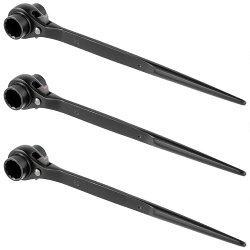 CHUENKUK 3 Stück 19/22mm Schwarz Gerüstbauratsche Gerüstschlüssel Gerüstbauknarre Rechts Links Umschaltbar Ratschenschlüssel für Gerüstbau