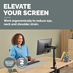 Fellowes Everyday Adjustable Single Monitor Arm – Supports Screens up to 32" Weighing 19.84 lbs, Tilt, Swivel, Rotate, VESA 75/100, Clamp or Grommet Mount, Cable Management