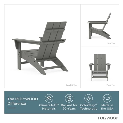 Image of POLYWOOD AD420GY Modern Adirondack Chair, Slate Grey