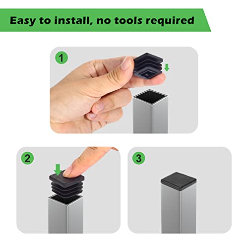Image of 10 Pack 1 inch Inch (25 X 25 mm) Square Plastic Hole Plugs for Square Metal Tubes, Fences, etc.