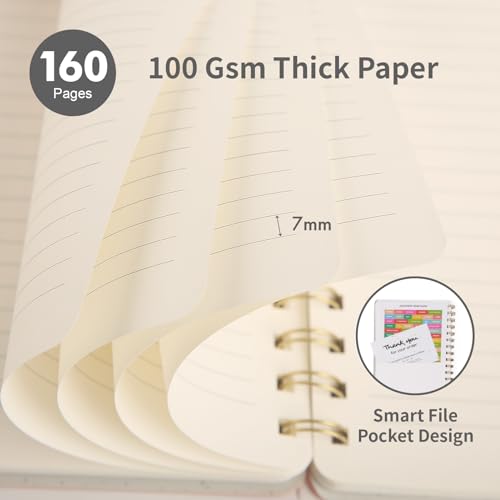 Image of Spiral Notebook-6.10 inch x 8.19 inch College Ruled Journal with Inner Pockets and 160 Pages,PU Leather Cover Business Journal, Twin-Wire Binding Notebook Perfect for Office & Home School Supplies