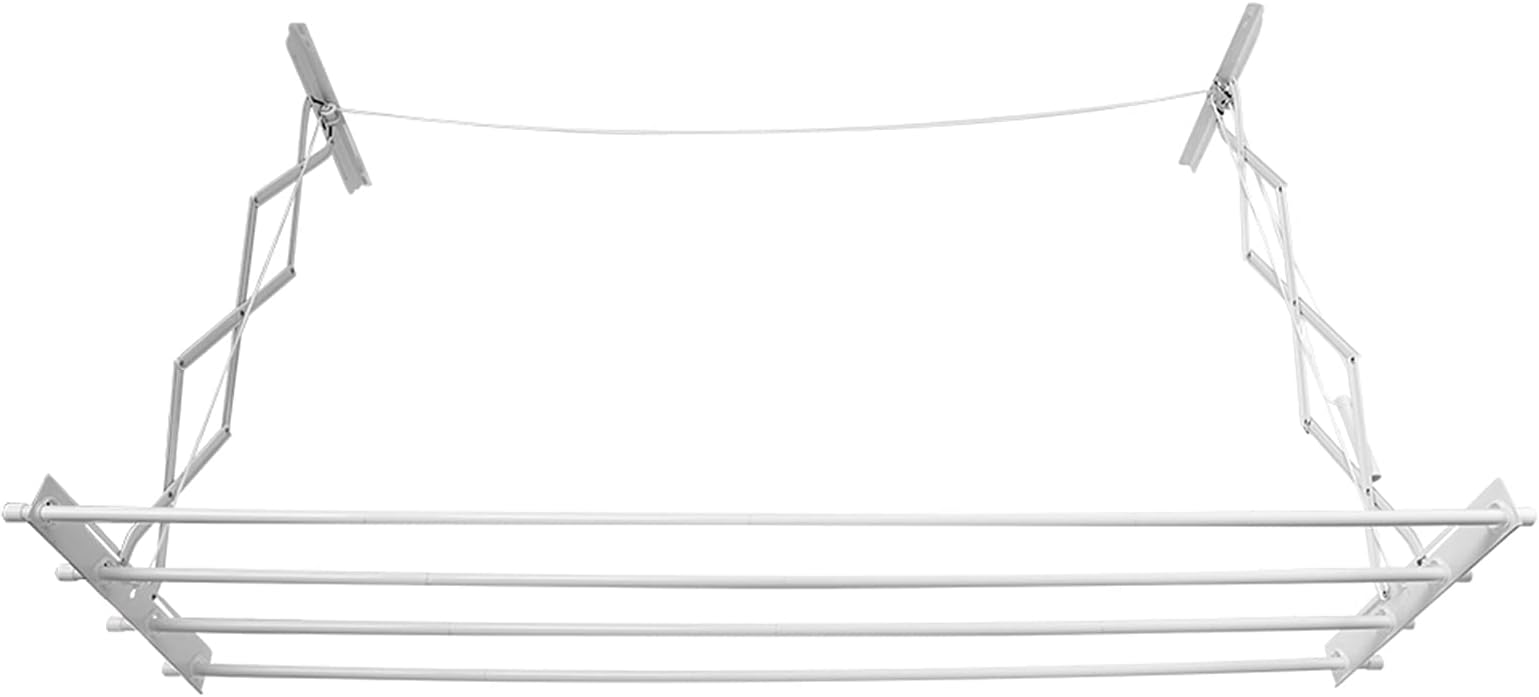Clothes Drying Rack Modern Extendable Ceiling Airer, Ceiling Wall Mounted Clothes Dryer Rack Hanging Ceiling Rhombic Retractable Rack to Maximise Drying Space Up