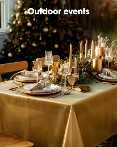 Image of Pureegg Plastic Table Cloth Disposable 54x108 Inch 20 Pack, Gold