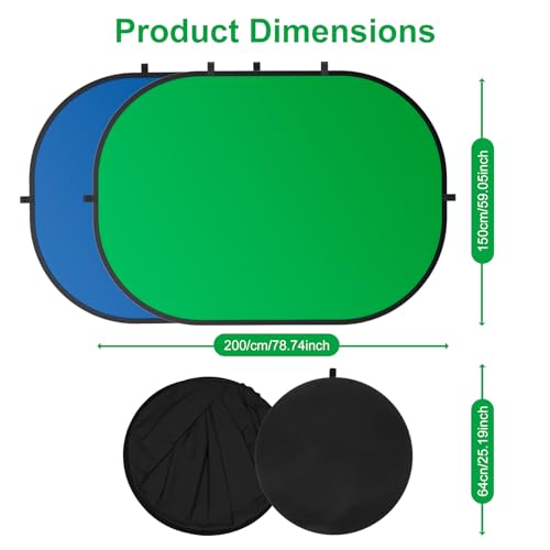 Fond d'écran vert chromakey 150x200 cm pliable double face avec sac de transport - 6
