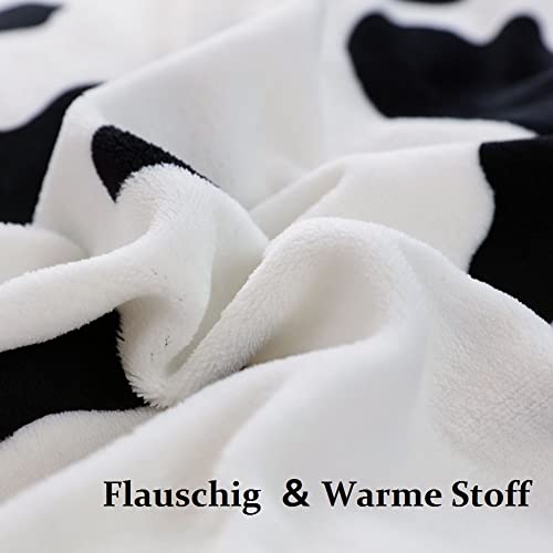 Lanqinglv Winter Flanell Bettwäsche 200x200cm Plüsch Fleece Flauschig Warme Schwarz Weiß Kuhmuster Winterbettwäsche Kinder Bettbezug mit Reißverschluss und 2 Kissenbezug 80x80cm - Image 5