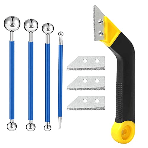 Kit De Rascador Herramientas - Bola Metal Sellador Juntas Profesional Bordes Para BañO Cocina HabitacióN, Removedor de Lechada, Rascador de Juntas para Eliminar Mortero para Juntas