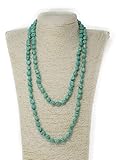 Beads Source Knotted Necklace 52 inches Chip Howlite Turquoise Handmade Jewelry. (Green Turquoise)