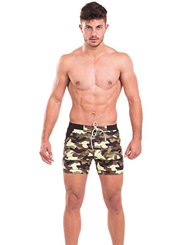 Taddlee Swimwear Men Basic Long Swimming Trunk Surf Camo Shorts Swimsuits Pocket (S,Green) - Thumbnail 2