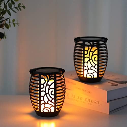 JHY DESIGN Solar Lantern Lights, Set of 2 Outdoor Hanging Lamp Light with Handle LED Solar Powered Lanterns Decorative Ornament for Porch Garden Patio Backyard Courtyard Pathway Balcony Yard Outside