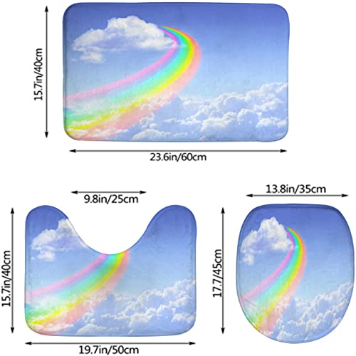 Badezimmerteppich-Set, 3-teilig, Rainbow Sky, waschbare Badeteppiche, rutschfest, mit Rückenpolster, Konturteppich und Toilettendeckelbezug – Bild 3
